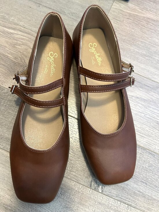 Seychelles Shoes - NWOT Seychelles Frannie double-strap brown square-toe Mary Jane flats, size 7.5